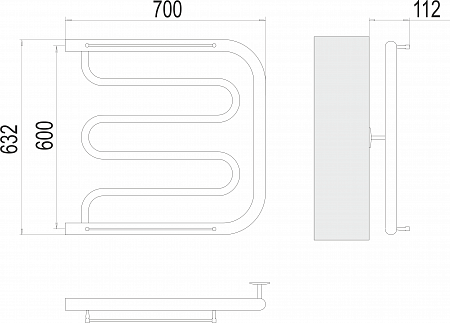 Фокстрот БШ 600х700 Полотенцесушитель  TERMINUS Шахты - фото 3