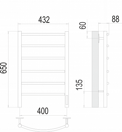 Классик П6 400х650 Электро (quick touch) Полотенцесушитель  TERMINUS Шахты - фото 3