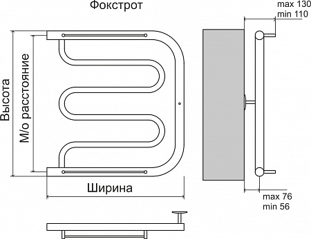 Фокстрот AISI 32х2 500х400 Полотенцесушитель  TERMINUS Шахты - фото 4