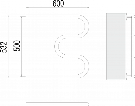 М-обр AISI 32х2 500х600 Полотенцесушитель  TERMINUS Шахты - фото 3