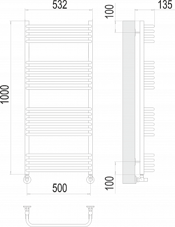 Стандарт П20 500х1000 Полотенцесушитель  TERMINUS Шахты - фото 3