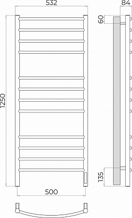 Классик П12 500х1250 Электро (quick touch) Полотенцесушитель TERMINUS Шахты - фото 3