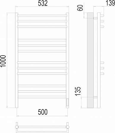 Прато П12 500х1000 электро (sensor quick touch) Полотенцесушитель  TERMINUS Шахты - фото 3