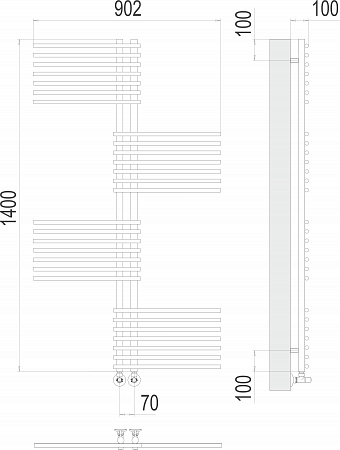 Европа П28 70х1400 Полотенцесушитель  TERMINUS Шахты - фото 3