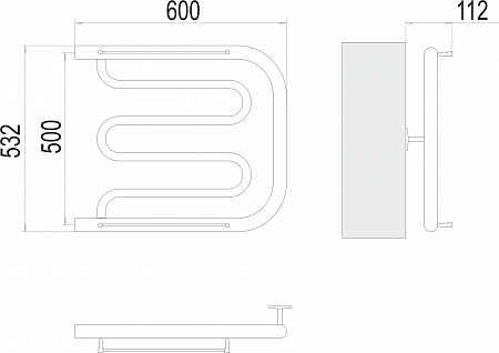 Фокстрот БШ 500х600 Полотенцесушитель   TERMINUS Шахты - фото 3