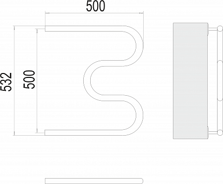 М-обр AISI 32х2 500х500 Полотенцесушитель  TERMINUS Шахты - фото 3