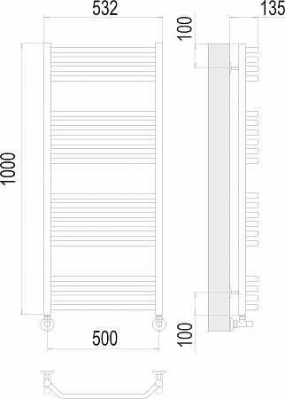 Виктория П20 500х1000 Полотенцесушитель  TERMINUS Шахты - фото 3