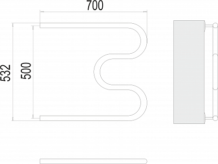 М-обр AISI 32х2 500х700 Полотенцесушитель  TERMINUS Шахты - фото 3