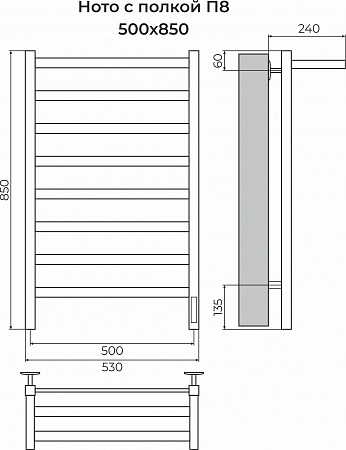 Ното с/п П8 500х850 Электро (quick touch) Полотенцесушитель TERMINUS Шахты - фото 3