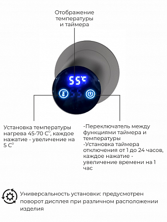 Рондо П2 350х760 электро Полотенцесушитель TERMINUS Оружейная сталь Шахты - фото 5