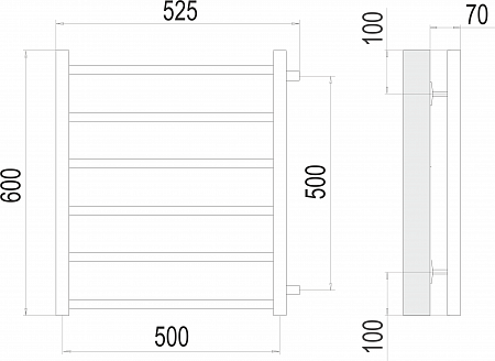 Вега П6 500х600 бп500 Полотенцесушитель  TERMINUS Шахты - фото 3