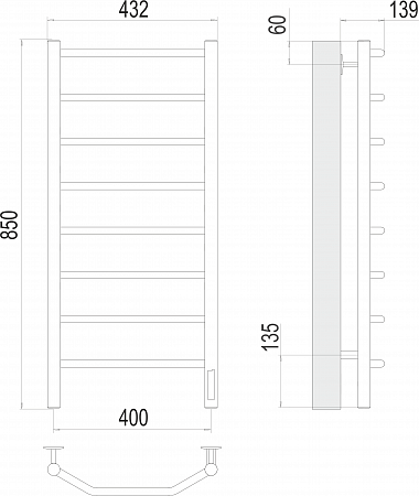Виктория П8 400х850 Электро (quick touch) Полотенцесушитель  TERMINUS Шахты - фото 3