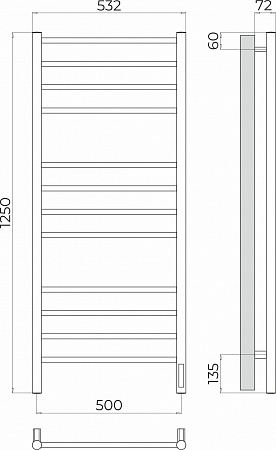 Аврора П12 500х1250 Электро (quick touch) Полотенцесушитель TERMINUS Шахты - фото 3
