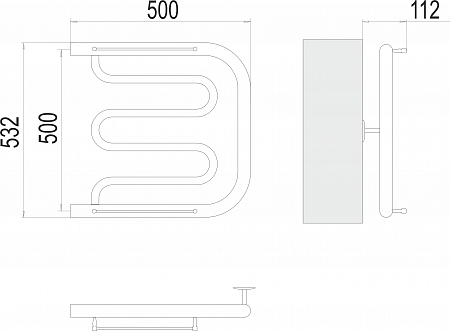 Фокстрот БШ 500х500 Полотенцесушитель  TERMINUS Шахты - фото 3