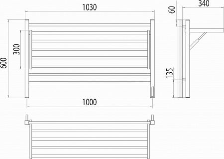 Горизонт П8 1000х600 электро КС ЧЕРНЫЙ МУАР (sensor quick touch) Полотенцесушитель TERMINUS Шахты - фото 5